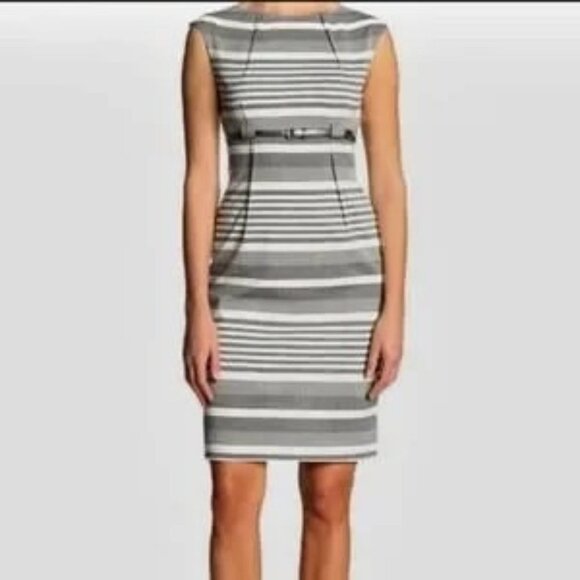 Calvin Klein Black Grey Ponte Sheath Dress  2 - Picture 12 of 13